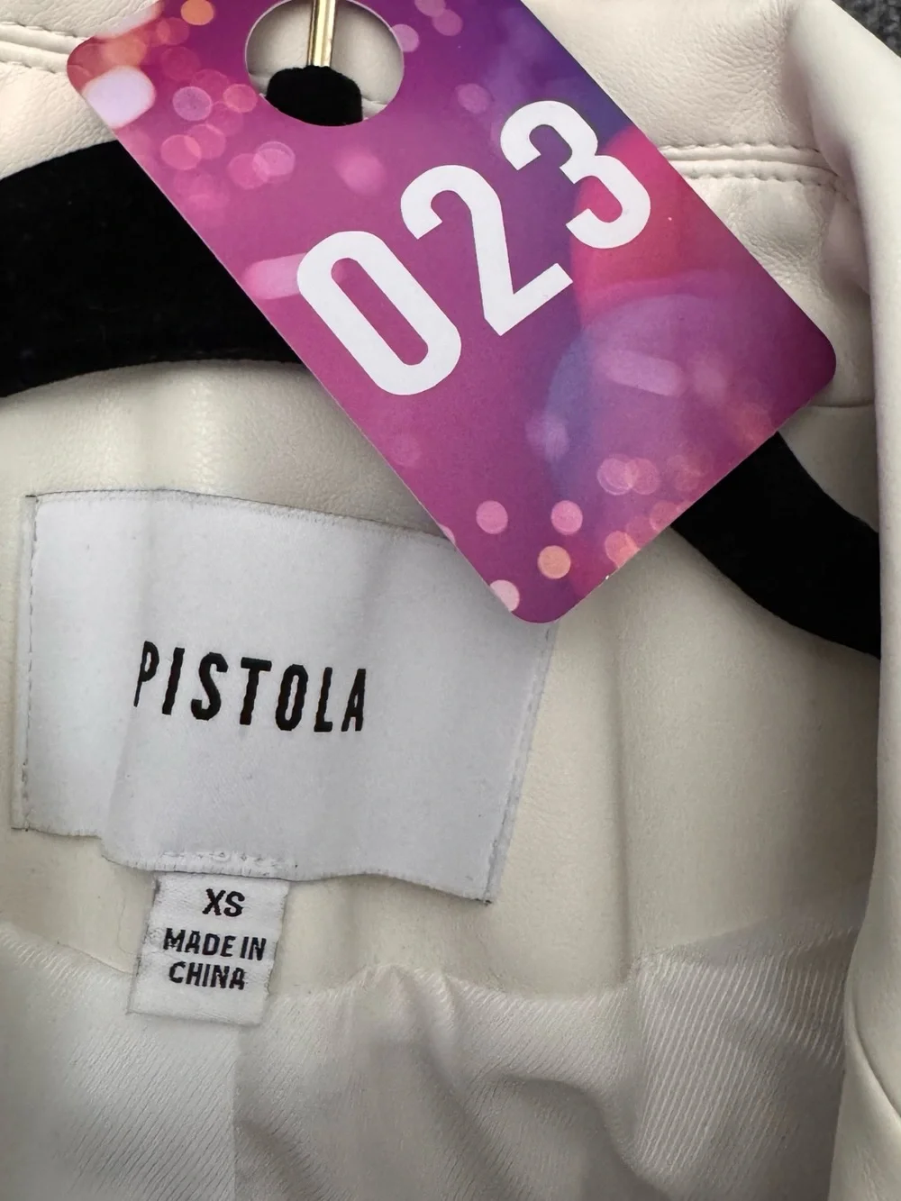 Pistola Joni Ivory Faux Leather Double-Breasted Blazer Size XS